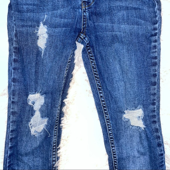 FREE PEOPLE Distressed Button Fly Blue Denim Skinny Jeans 26 - Picture 5 of 15